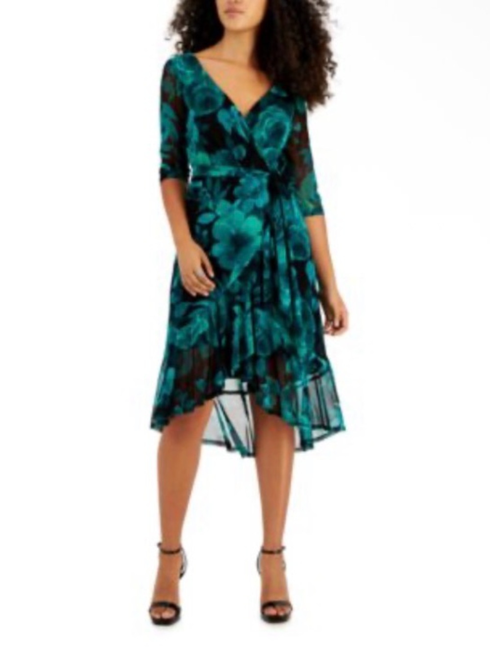 Plus Size Surplice-Neck Chiffon Sheath Dress Color: Emerald 14w